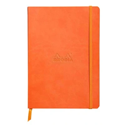 Bild av Rhodia 117464C Anteckningsbok Rhodiarama med mjukt kuvert, prickigt rutnät, 80 ark, 90 g elfenbensfärgat papper, A5 148 x 210 mm, bokmärke, innerficka, 1 st, tangerin