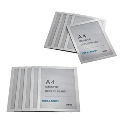 Bild av TUKA i AKUT 10x A4 magnetisk displayram, skyltlim, ficka infargentmation ram stängning, Pargent Affisch, påse med 10 färg silver, TKD8400