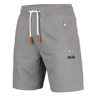 Bild av Mount Swiss Liam Shorts, herr, korta fritidsbyxor, med fickor, 2 sido och 1 bakficka, vardera dragkedja, sportshorts för män i klassiska färger, Stålgrå, XL