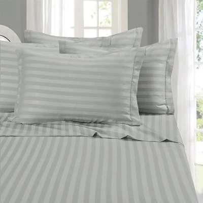 Bild av Elegant Comfort Lakanset i 4 delar, mikrofiber med en trådtäthet på 1 500, djup ficka, skrynkelbeständigt, damastrandigt lakanset, Twin size, silver
