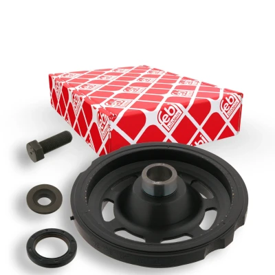 Bild av febi BILSTEIN 33578 Poulie Damper 6PK 230 5 avec raccord de tuyau, vis Plus MERCEDES BENZ: Sprinter 3 T Bus, Classe E Berline