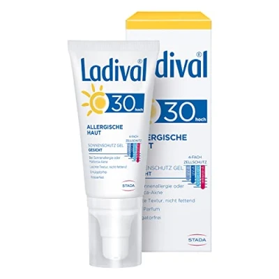 Bild av Ladival allergisk hud, solskydd, gel för ansiktet, SPF 30 parfymfri solgel allergiker utan färgämnen och konserveringsmedel, vattentät 1 x 50 ml