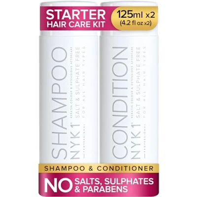 Bild av NYK1 sulfatfritt hårschampo och balsam (startset 125 ml x 2) schampo set för förlängningar, färg keratinbehandling