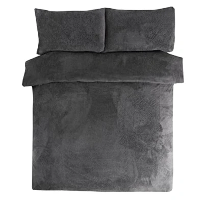 Bild av Sleepdown teddy fleece påslakanset, enkelsäng, antracit, sammet
