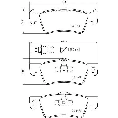 Bild av HELLA 8DB 355 025 761 Jeu de plaquettes frein contact signal d&#039;usure inclus VOLKSWAGEN: Touareg I