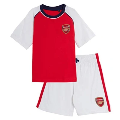 Bild av Barn Arsenal FC kort pyjamas pojkar premiership fotbollsklubb kit shorts + t shirt set, Rött/vitt, 5 6 År