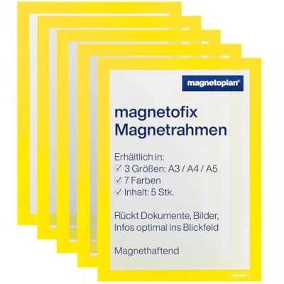 Bild av Magnetoplan 1130302, A4, Gul, Stående / Liggande, 5 styck