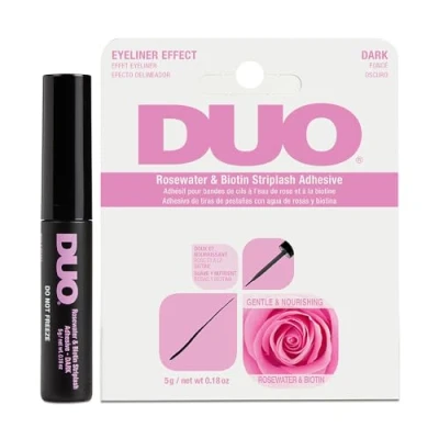 Bild av Ardell DUO QUICK SET striplashlim i mörk ton Biotin &amp; rosenvatten infunderat lösögonfransar lim, precision låtsasapplikator, vattentålig långvarig makeupgåvor för kvinnor