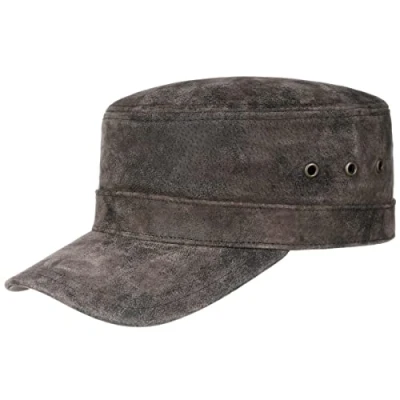 Bild av Stetson Raymore Pigskin Armékeps Herrar sommarkeps läderkeps Metallklämma, med skärm Sommar Vinter One Size mörkbrun