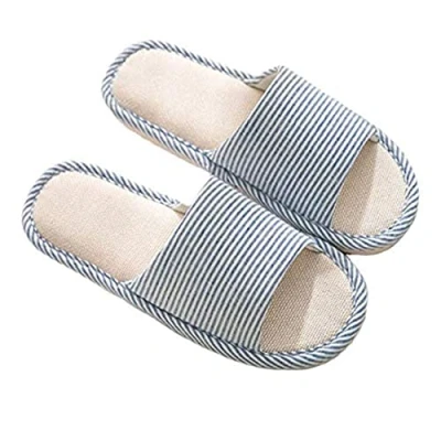 Bild av Kvinnor och män Bomull lin Fritid Mjukt lätt Tofflor Bekväma Andningsbara Anti slip för Inomhus Utomhus (38/39 EU, Blå)