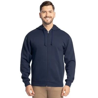 Bild av Fruit of the Loom unisex vuxen Eversoft fleece huvtröjor, pullover och full dragkedja, fukttransporterande andas, storlekar S 4x, Marinblå hel XL