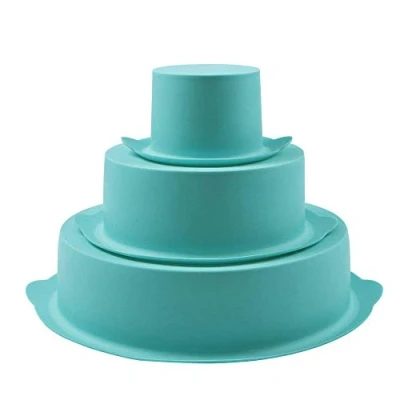 Bild av webake Kakform i silikon, rund, set med 3 stycken, kakor, bakform, nonstick form, bakformar, innehåller 7,5 cm, 15 22 cm tårtbakformar