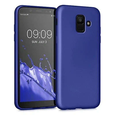 Bild av kwmobile Fodral kompatibelt med Samsung Galaxy A6 (2018) mjukt skyddande TPU telefonfodral metalliskt blått