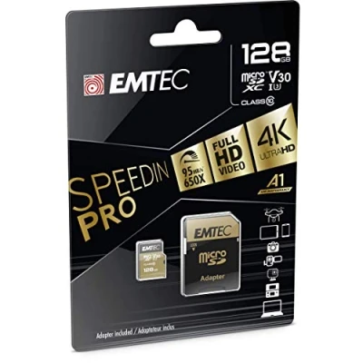 Bild av Emtec SpeedIN PRO 128 GB microSDXC minneskort, klass 10, UHS I (U3), V30
