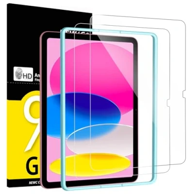 Bild av NEW&#039;C 2 pack, Skärmskydd Med iPad 10:e generationen 10,9 Tum (2022) och installationsram ingår, bubbelfri, 9H hårdhet, 0,33 mm ultratransparent, ultrabeständigt härdat glas