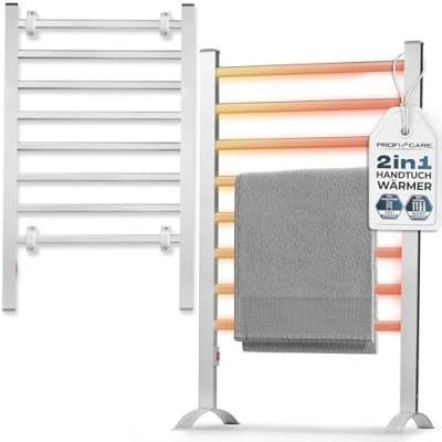 Bild av ProfiCare® Handduksradiator elektrisk handduksvärmare och handdukshållare för badrum inkl. monteringsmaterial fötter utan borrning tyst radiator 1,5 m kabel PC EHW 3115