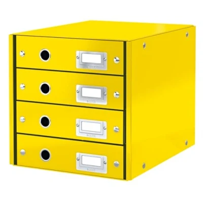 Bild av Leitz WOW Click And Store Skrivbordsbyrå, 4 Lådor, Gul, 60490016