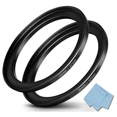 Bild av 58 mm 67 stegring (58 objektiv till filter), KOMET kameralinsfilter step up ringlinsomvandlare tillbehör (2 pack)