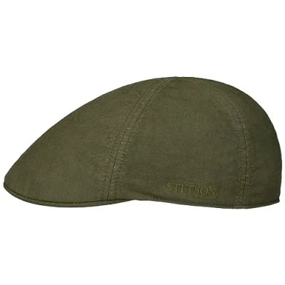 Bild av Stetson Texas Cotton Flat Cap Herrar gubbkeps keps bomullskeps med skärm sommar Vår M (56 57 cm) olivgrön