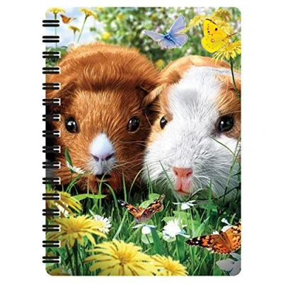 Bild av 3D LiveLife Jotter Marsvin från Deluxebase. Linskulär A6 spiralbok med vanligt återvunnet papper. Konstverk licensierat den kända konstnären David Penfound.