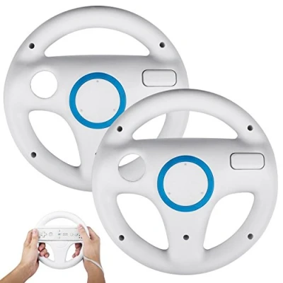 Bild av AMEEGO Rattdesignstativ Mario Kart racingspel rattstativ för Wii spelkontroll 2 st (vit)