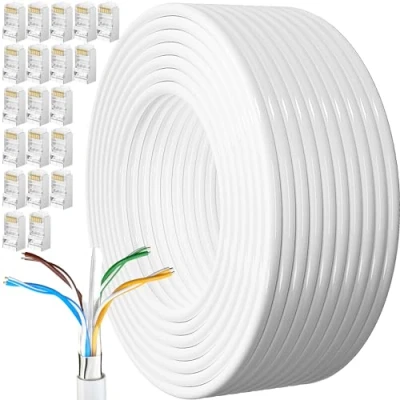 Bild av 100m Lan Kabel Läggningskabel Nätverkskabel Svart Lång 100 Meter Installationskabel Patchkabel Cat 6 Ethernet FTP 23AWG Skärmad Rj45 Internetkabel