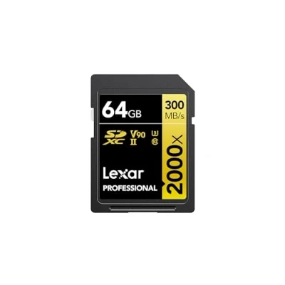 Bild av Lexar Professional 2000x 64 GB SD Kort, SDXC UHS II Minneskort w/o läsare, Upp till 300MB/s läsning, för DSLR, videokameror i biokvalitet (LSD2000064G BNNAG)