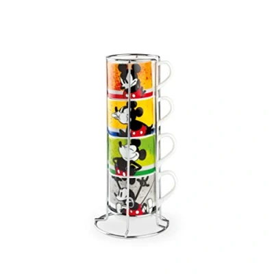 Bild av Egan 4 delad stapelbar kaffekopp set Musse I Am + Metalrack ML. 80, PWM02I/4AM, flerfärgad
