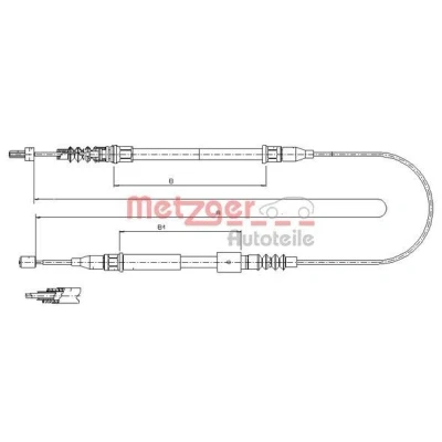 Bild av METZGER 11.5769 Câble De Frein arrière gauche 1426, 756/307 COFLE OPEL: Corsa C 3/5 portes, Tigra Twintop