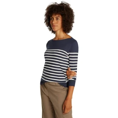 Bild av Tommy Hilfiger Stitch BOAT Sweater Stickad tröja, Storlek: XXS, Dark night navy/ivory petal
