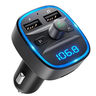 Bild av LENCENT Bluetooth FM Sändare Adapter för Bil, Transmitter, Bilradioadapter med Dubbla USB portar, Cigarettändare Handsfree, Drivenheter, Mörkgrå