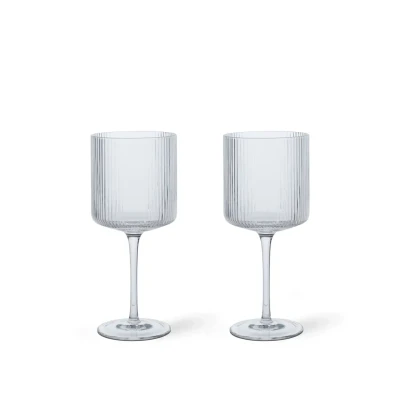 Bild av Ferm Living Ripple Red Wine Glasses Set of 2 Vinglas Clear Ø: 7.9 x H: 18.2 cm