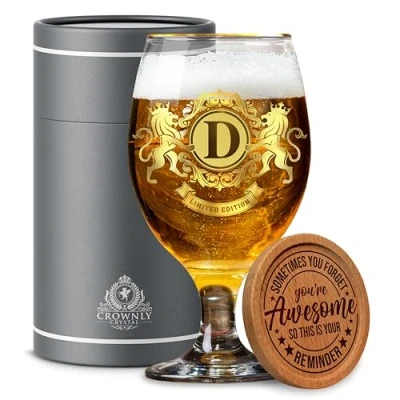 Bild av CROWNLY CRYSTAL® Personliga gåvor för män ölglas pappa farfar presentidéer födelsedagspresenter farbror bror herr gåvoset pojkvän