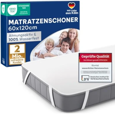 Bild av Blumtal Madrasskydd 60x120 spjälsäng Set om 2 Alese Vattentätt och ventilerande lakan med 4 elastiska hörn Oeko Tex certifierat Vit