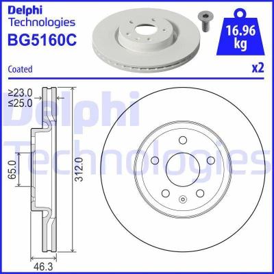Bild av Bromsskiva DELPHI BG5160C