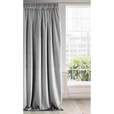 Bild av Eurofirany RIA Mörkläggningsgardin, Ogenomskinlig, Satänggardin med Gardintejp 1st. Extra Lång Gardin, Elegant, Vanlig, Vardagsrum, Sovrum, Densitet 290 g/m², 140x270 cm, Stål