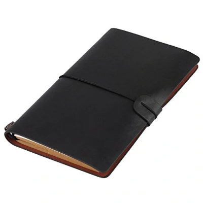 Bild av Classic Travel Notebook PU Leather Personalized Journal Diary Refillable Notepad for Men Women 5 Colors Optional(Black) Office Supplies