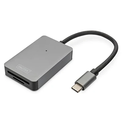 Bild av DIGITUS USB C kortläsare 2 portar UHS II SD4/TF4.0 300 Mbps Plug &amp; Play SDXC, SDHC, SD, Micro SDHC Space Grey