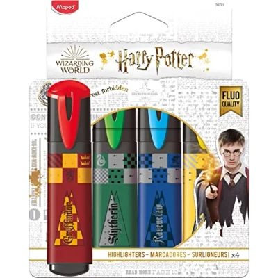 Bild av Maped 4 x Harry Potter överstrykningspennor ficka med i röd, grön, gul och blå