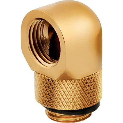 Bild av Corsair Hydro X serien, 90 roterande adapter, dubbelpack (G1/4 tum BSPP porttrådar, solid mässingssäkerhet, säkert förseglad rotationsmekanism, polerad finish) guld