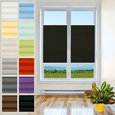 Bild av Plisségardin med klämfäste utan borrning, rullgardin för fönster, persienner klämfäste, 80 x 150 cm, svart
