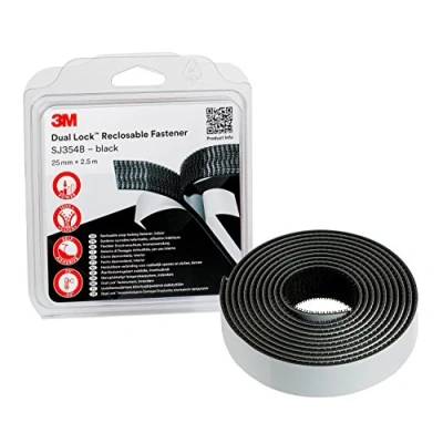 Bild av 3M Sj354B Dual Lock Flexibelt Trycklås, 25 Mm X 2,5 M, Svart