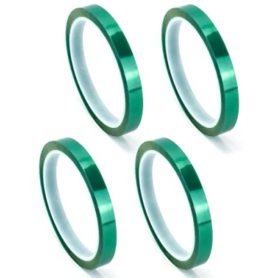 Bild av QWORK 4 rullar värmebeständig tejp, 10 mm x 33 m (108 fot 0,4 tum) värmeöverföringstejp PET sublimeringstejp för elektronik, tryck, kretskort, värmeöverföring, vinyl (blå)