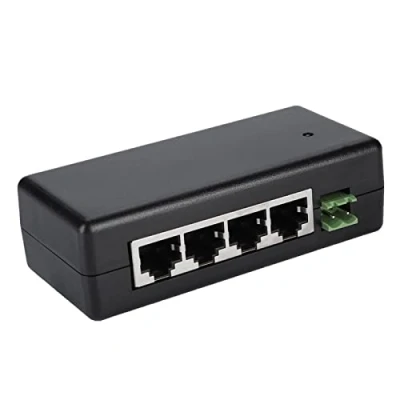 Bild av 12 48V 4 port PoE strömförsörjningsmodul, Ethernet strömförsörjningsinjektor, Gigabit skrivbordsväxlare för IP kamera, kompatibel med internationella säkerhetsstandarder