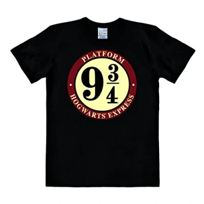 Bild av Logoshirt® Harry Potter Hogwarts Express spår 9 3/4 t shirt män och kvinnor I motivskjorta svart kortärmad rund hals licensierad originaldesign högkvalitativt logotyptryck bomull, svart, XS