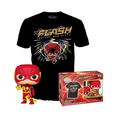 Bild av Funko POP! &amp; Tee: DC the Flash Medium Comics T shirt Kläder med samlarobjekt vinylfigur Presentidé Leksaker och kortärmad topp för vuxna unisex män kvinnor Officiella varor