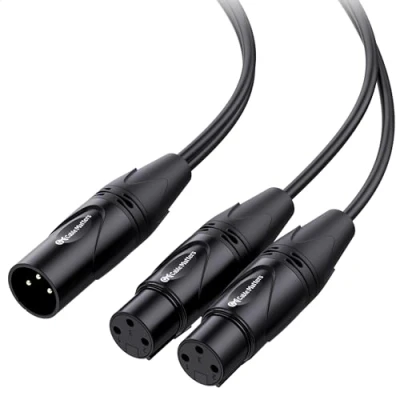Bild av Cable Matters Kabelfrågor balanserad XLR splitterkabel 1,5 m/0,5 m, hane till 2 hona Y kabel (XLR splitter 1 hona)