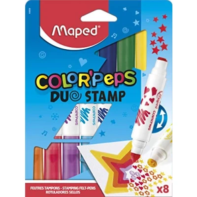 Bild av Maped Color&#039;Peps Duo stämpel färgfiltpennor, 8 pack pennor med stämplar, färger