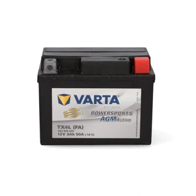 Bild av Varta Motorcykelbatteri 3 Ah / 50 A Powersports Active AGM, Lång Livslängd, Förladdat, Underhållsfritt, Lämpligt För Motorcyklar, Skotrar, Fyrhjulingar, Vattenskotrar och Snöskotrar, Svart