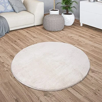 Bild av Matta Vardagsrum Stor Enfärgad Modern Design Tvättbar Gul Guld, Färg:Grädde, Storlek:80 cm runda
